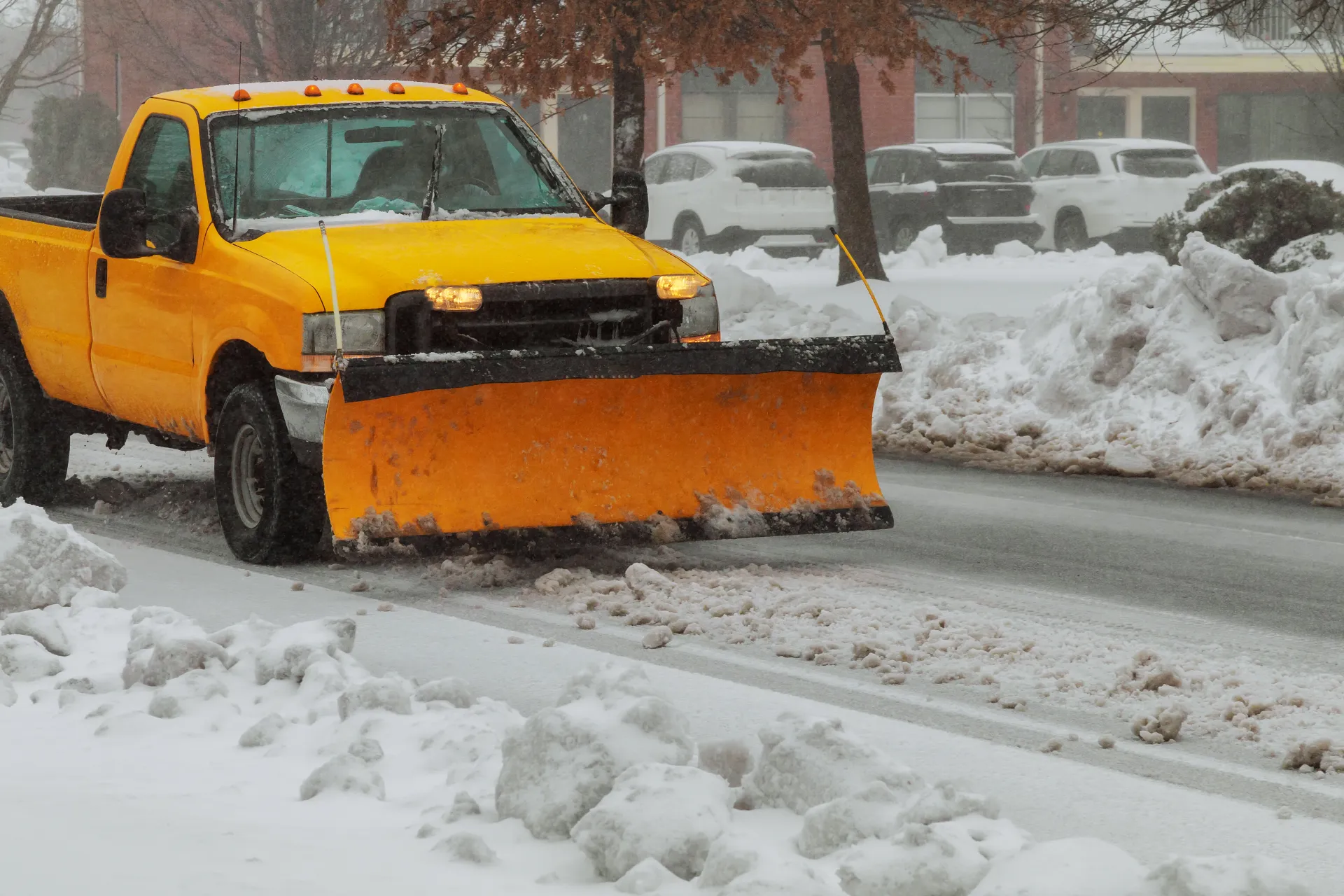 Snow removal on a driveway